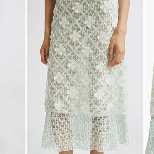 Siedres Lunies Floral Appliqué Sheer Lace Midi Skirt size 4